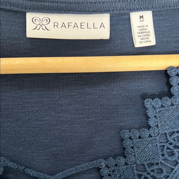 Rafaella Navy Lace Trim Blouse - Picture 4 of 4